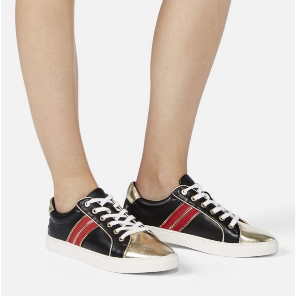 Red gold black sneaker with zipper detail